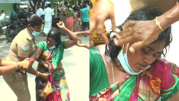 Mother and Son suicide attempt in Virudhunagar Collectorate demanding to take action against DMK Panchayat leaders son for sexual allegation Mother and Son suicide attempt in Virudhunagar Collectorate demanding to take action against DMK Panchayat leaders son for sexual allegation
