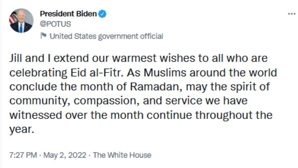 Muslims Being Targeted With Violence: US President Joe Biden 