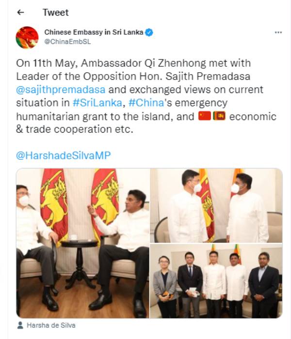 Srilanka: Chinas Ambassador meets Sajith Premadasa 