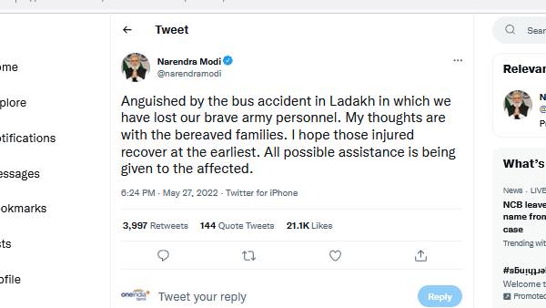 7 Soldiers Dead After Vehicle Carrying 26 Falls Into River In Ladakh