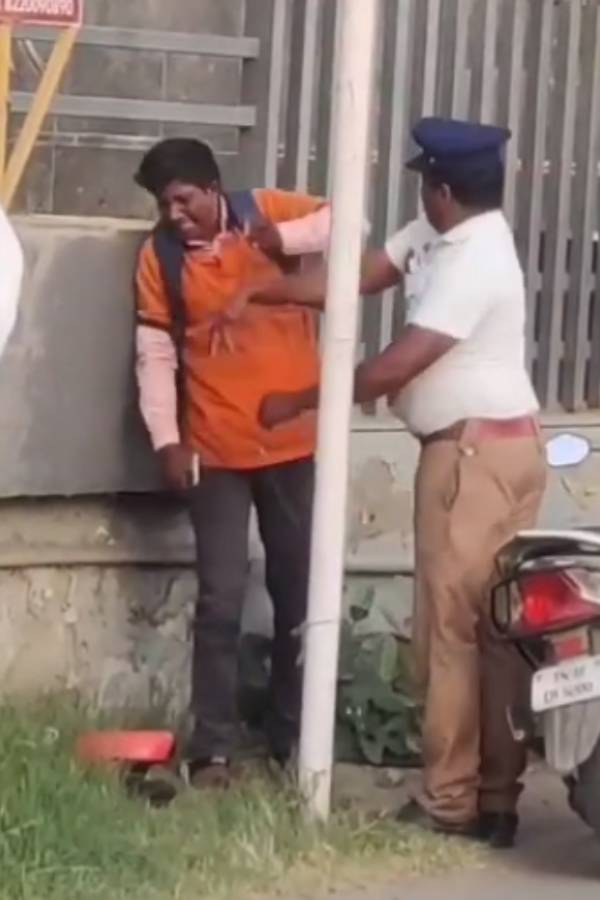 இடித்து விட்டு நிற்காமல் போன பஸ் 