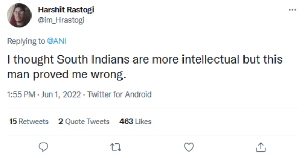 வடஇந்தியர்கள் கொதிப்பு 