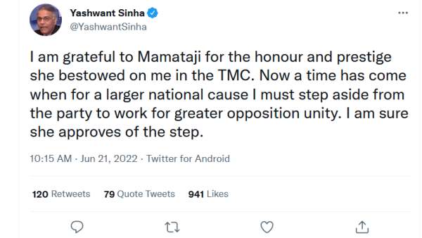  Presidential Elections 2022: Opposition to announce Yashwant Sinha as Candidate?