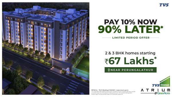 Buy your own Dream Home from TVS Emerald Atrium GreenAcres