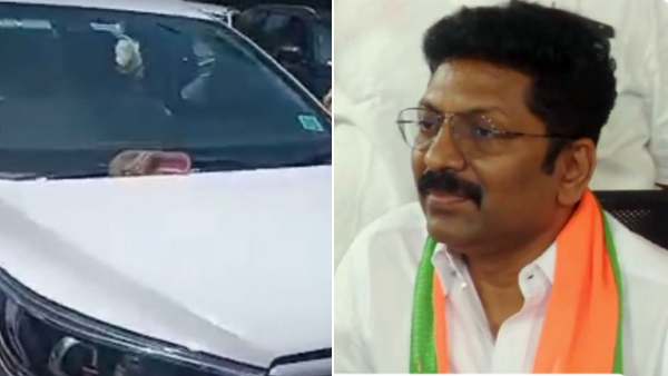 அமைச்சர் கார் மீது காலணி வீச்சு 