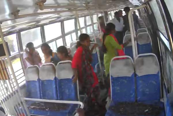 School student killed in college bus collision near Rasipuram - CCTV footage School student killed in college bus collision near Rasipuram - CCTV footage