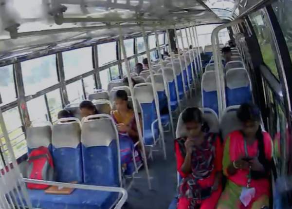 School student killed in college bus collision near Rasipuram - CCTV footage School student killed in college bus collision near Rasipuram - CCTV footage
