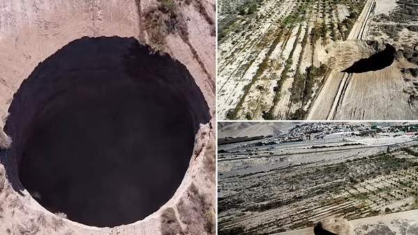 A sudden 200m deep sinkhole in Chile; Investigators set out to find the cause A sudden 200m deep sinkhole in Chile; Investigators set out to find the cause
