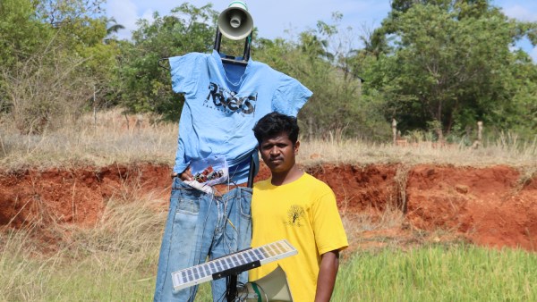 A youth from Nellai has invented a new tool to save garden crops from wild animals. A youth from Nellai has invented a new tool to save garden crops from wild animals.
