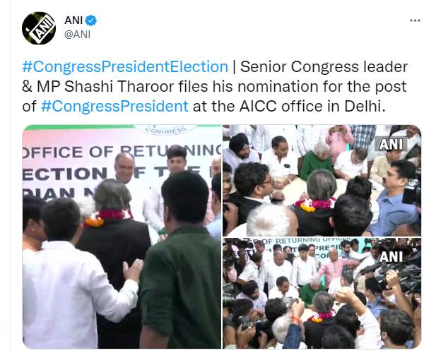  சசி தரூர் வேட்புமனுத் தாக்கல் 