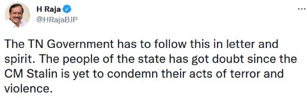 எச்.ராஜா ட்வீட் 