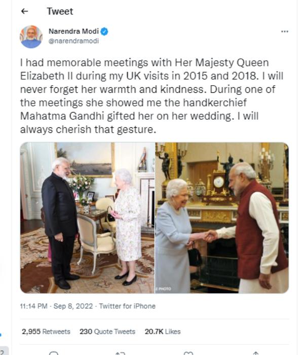  PM Modis Tribute To Queen Elizabeth: Will Never Forget Her Warmth, Kindness