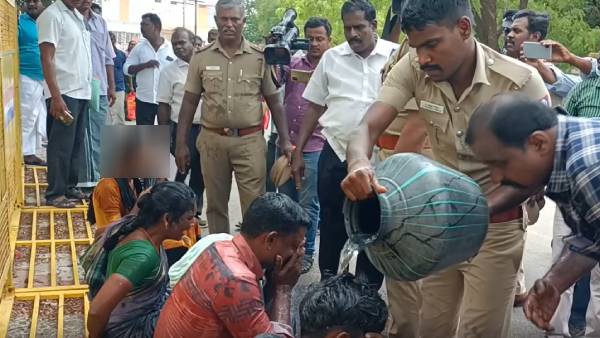தண்ணீரை ஊற்றிய போலீசார்
