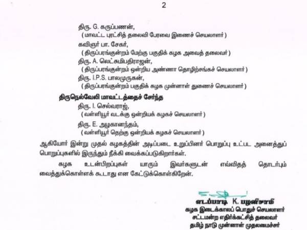 முக்கிய நிர்வாகிகளை தூக்கிய ஓபிஎஸ் 