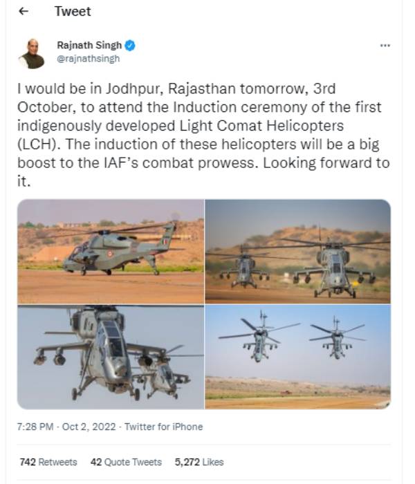  Indian Air Force to induct made-in-India light combat helicopter today