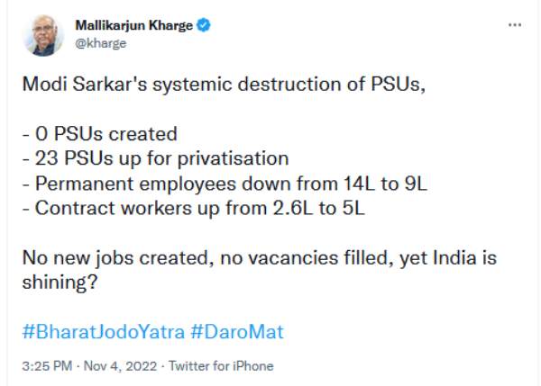 மல்லிகார்ஜுன கார்கே ட்வீட் 