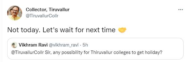 கலெக்டரிடம் விடுப்பு கோரிய..