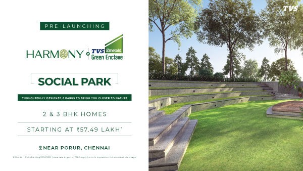  Book your low rise house in chennai with TVS Emerald Green enclave