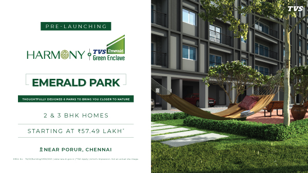  Book your low rise house in chennai with TVS Emerald Green enclave