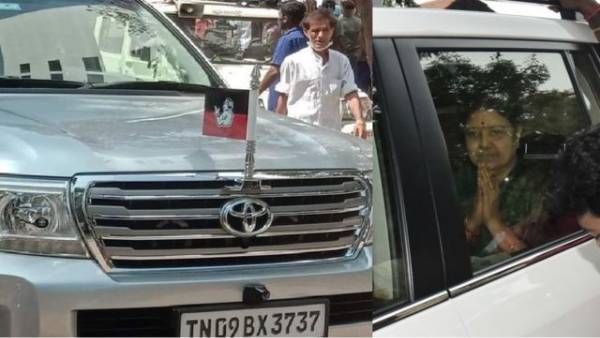  சசிகலா காரில் அதிமுக கொடி 