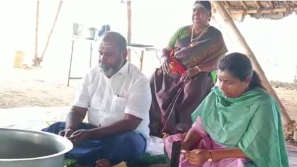 காய்கறி வெட்டி சமைத்த உதயகுமார் 