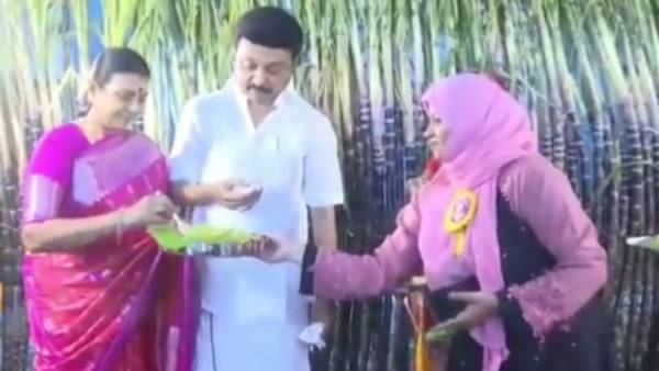 CM Stalin and his wife participates Pongal celebration at Kolathur constituency in Chennai 