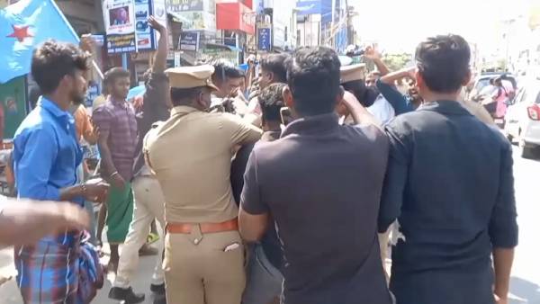  DMK Allies parties hold protest against Governor Ravi in Coimbatore