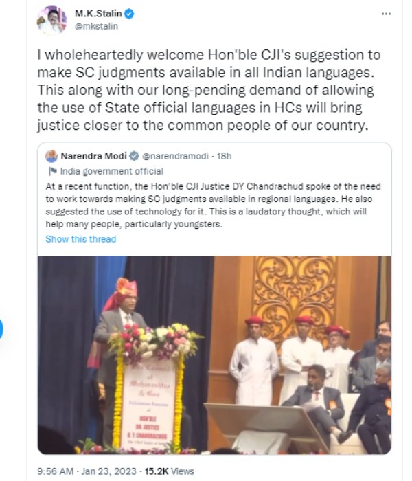 PM Modi welcomes CJIs idea of making Supreme Court judgments available in regional languages