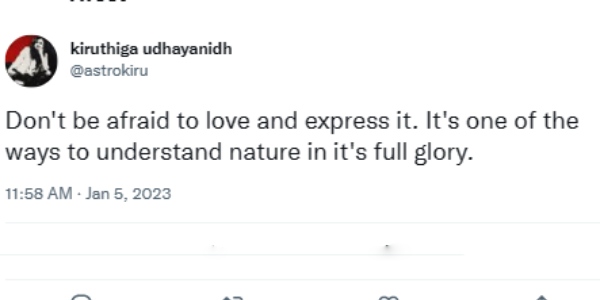 கிருத்திகா உதயநிதி ட்விட்டர் பதிவு கிருத்திகா உதயநிதி ட்விட்டர் பதிவு