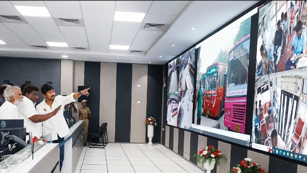 Udhayanidhi Stalin inaugurates ICCC to monitor cameras in MTC buses Chennai Udhayanidhi Stalin inaugurates ICCC to monitor cameras in MTC buses Chennai
