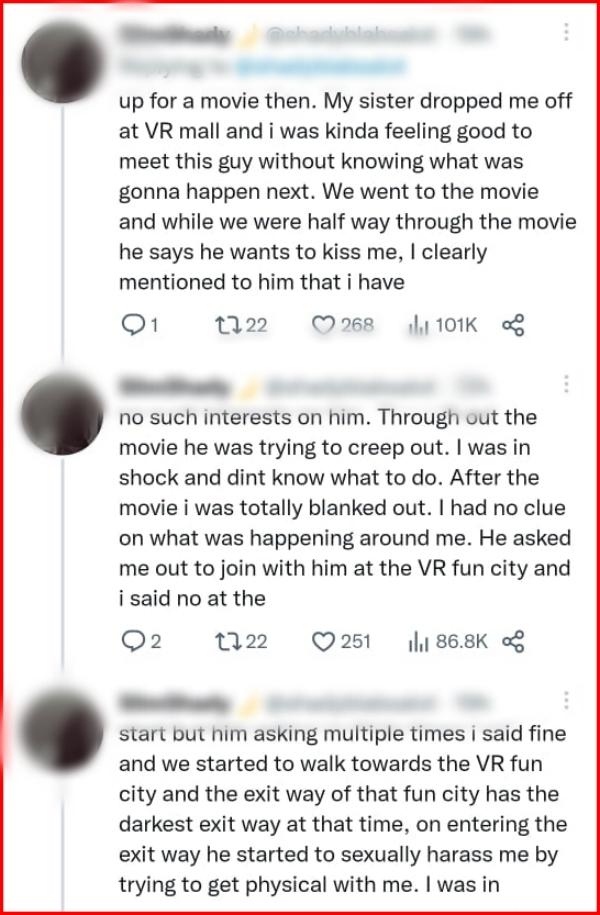 பதிவிட்ட பெண் 