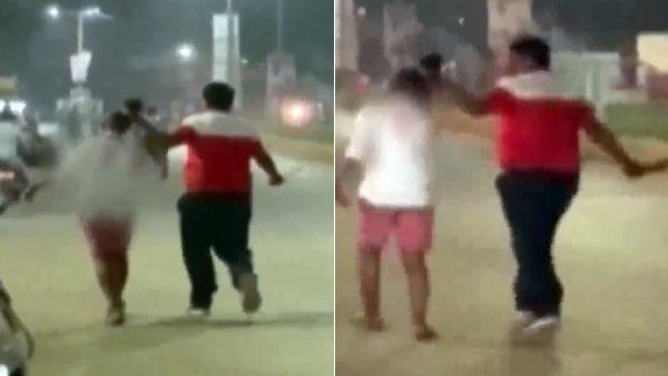 கத்தியால் வெட்டிக் கொண்டே.. 