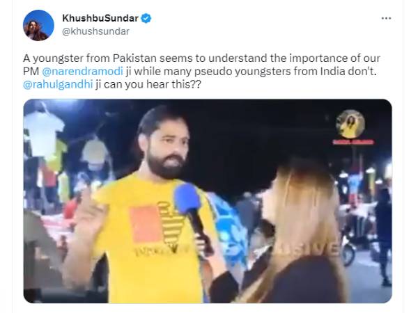 Khushbu sundar Tweets Pakistan youngster to understand the importance of our PM Narendramodi Khushbu sundar Tweets Pakistan youngster to understand the importance of our PM Narendramodi