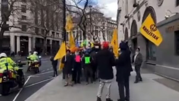  காலிஸ்தான் ஆதரவாளர்கள் போராட்டம்