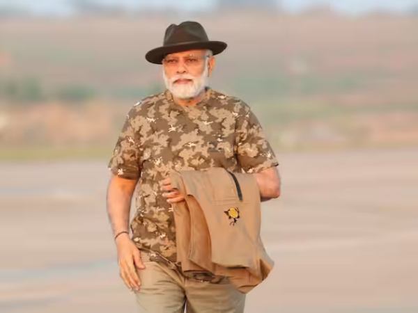 PM Narendra Modi wear sporting a camouflage cloth with hat for Bandipur Tiger Reserve safari 