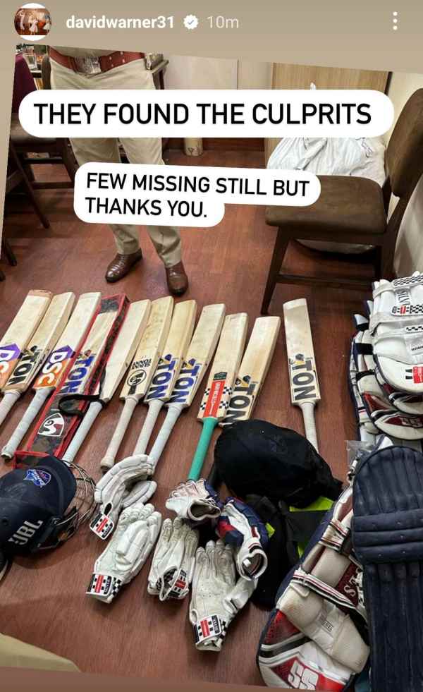 Few bats missing but thank you, Delhi Capitals captain David Warner says about kits theft incident Few bats missing but thank you, Delhi Capitals captain David Warner says about kits theft incident