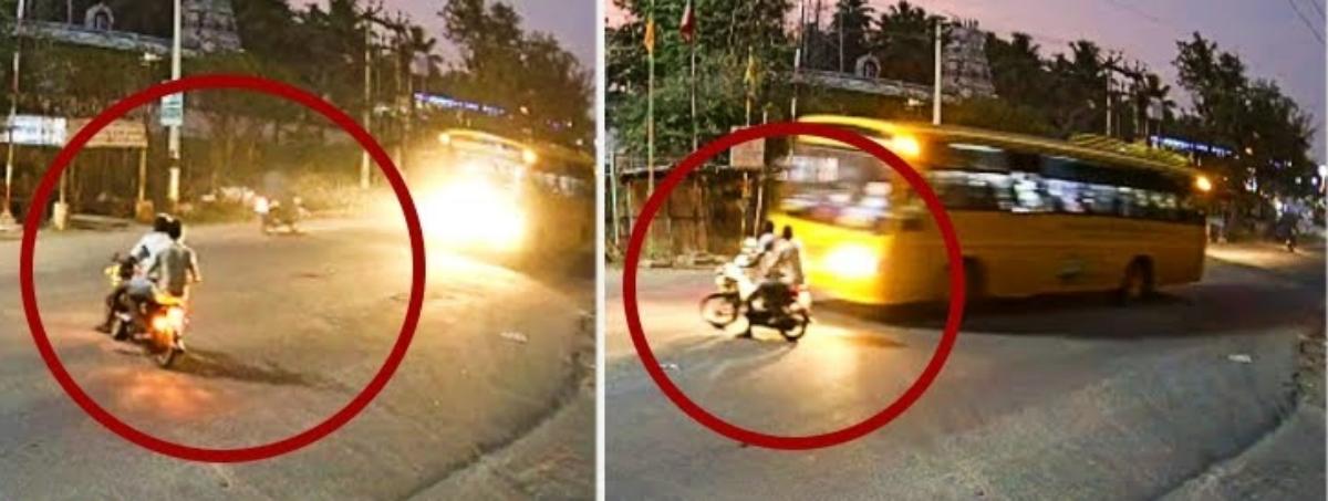  Coimbatore : father and son killed A two-wheeler collided with a private college bus near Sulur 