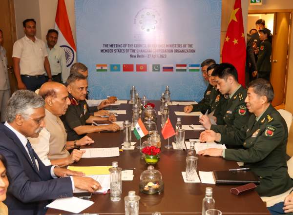 Union Defence Minister Rajnath Sing meets China Defence Minister Li Shangfu 