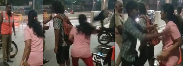 Chennai Choolaimet Woman and husband arrested for arguing with police sub-inspector on road 