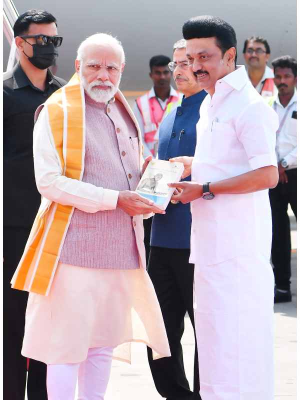 What is the book CM Stalin gifted to PM Modi today? 