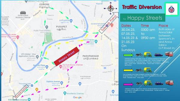 This week Happy Street Event will be held on Chennai Anna Road : says Chennai traffic police This week Happy Street Event will be held on Chennai Anna Road : says Chennai traffic police