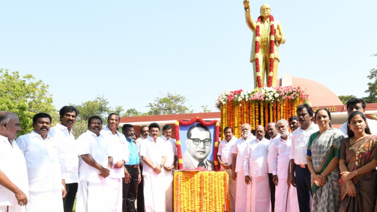 On the 133rd birth anniversary of Ambedkar, CM Stalin paid his respects in person at his Mani Mandapam On the 133rd birth anniversary of Ambedkar, CM Stalin paid his respects in person at his Mani Mandapam