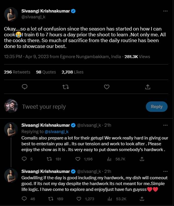 Cook with comali Season 4 Monishas post about VJ Vishals elimination 