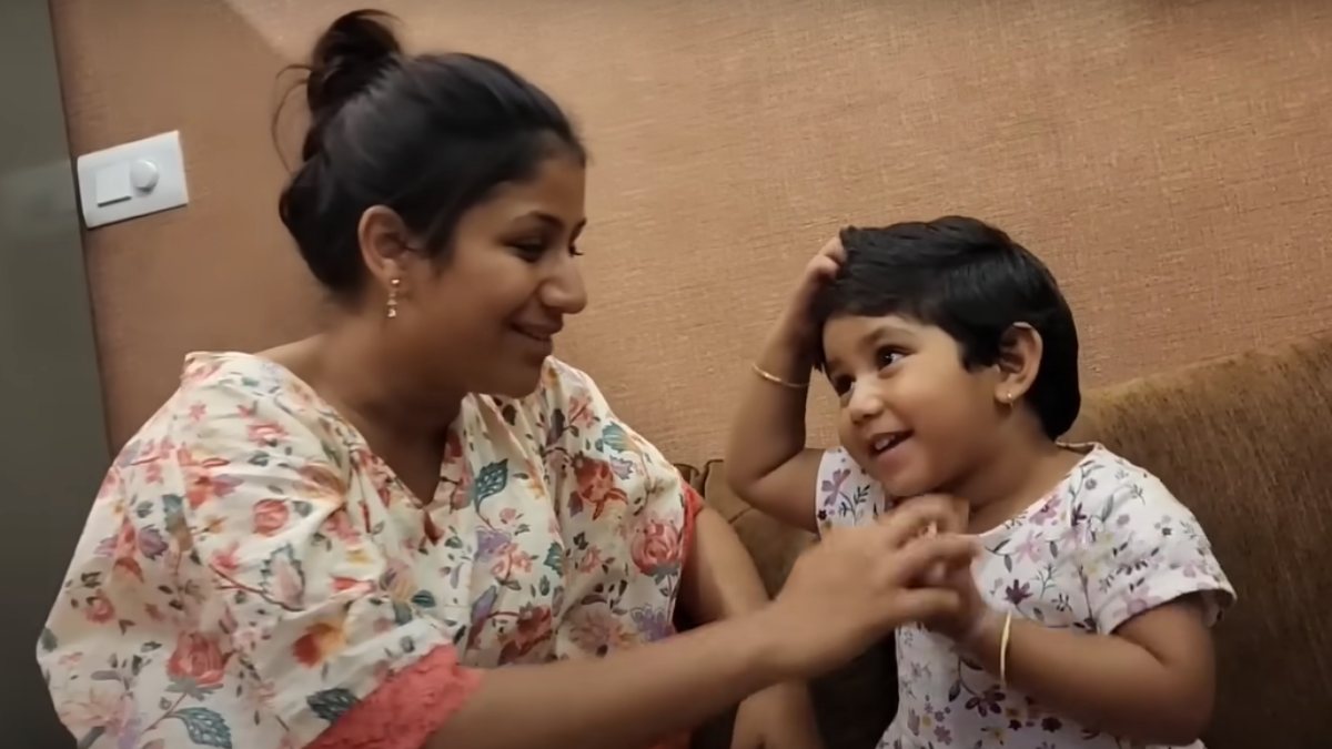 actress Alya Manasa when she was sick with fever her daughter Aila took care 