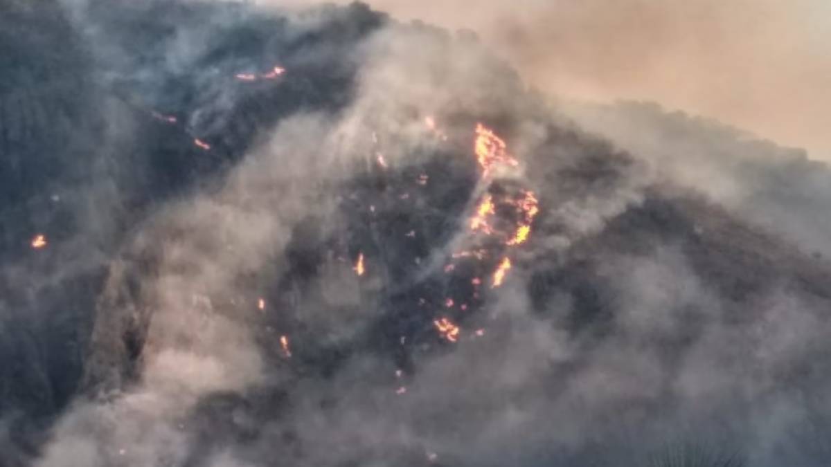 Helicopter using to doused Western Ghats Forest fire near by Madhukkarai in Coimbatore 