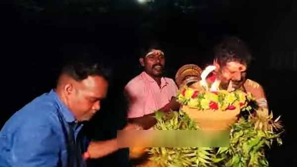 Actor Ganja karuppu worship at Samayapuram Mariamman temple with the request of Edappadi Palanisamy to become Chief Minister 