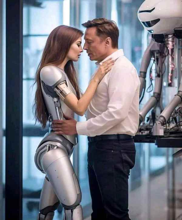 Elon Musk kissing robot pictures is now trending on internet
