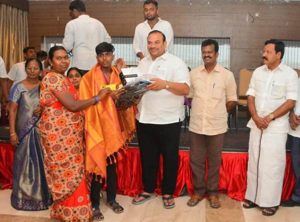 Inigo Irudhayaraj MLA, who made a feast of love to the poor and needy students who scored high marks in the 12th public exam in Trichy East constituency, 