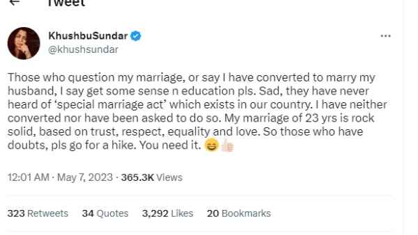 Did I convert to marry Sundar C? Super reply by Khushbu Sundar to trolls 