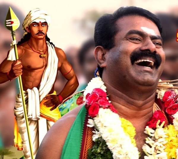 Seeman presented a 2 feet gold vel to Tiruchendur Murugan Temple 